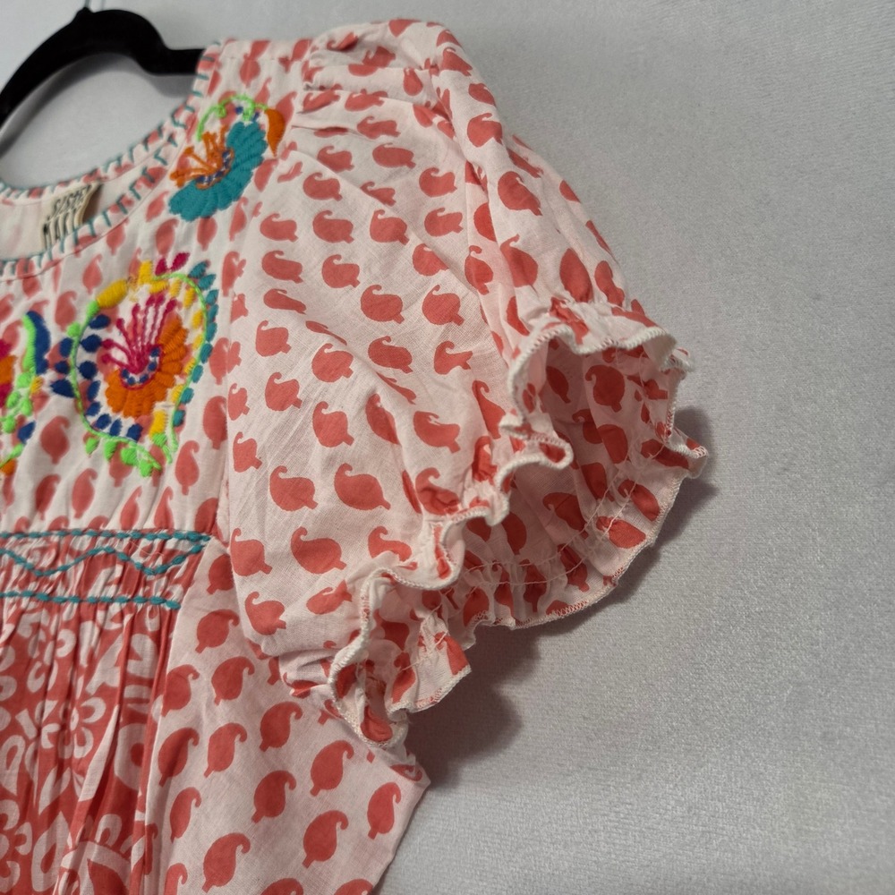 Sister Mary Top Womens XS Pink Embroidered Paisley Boho Babydoll Coastal Cottage - Picture 10 of 12